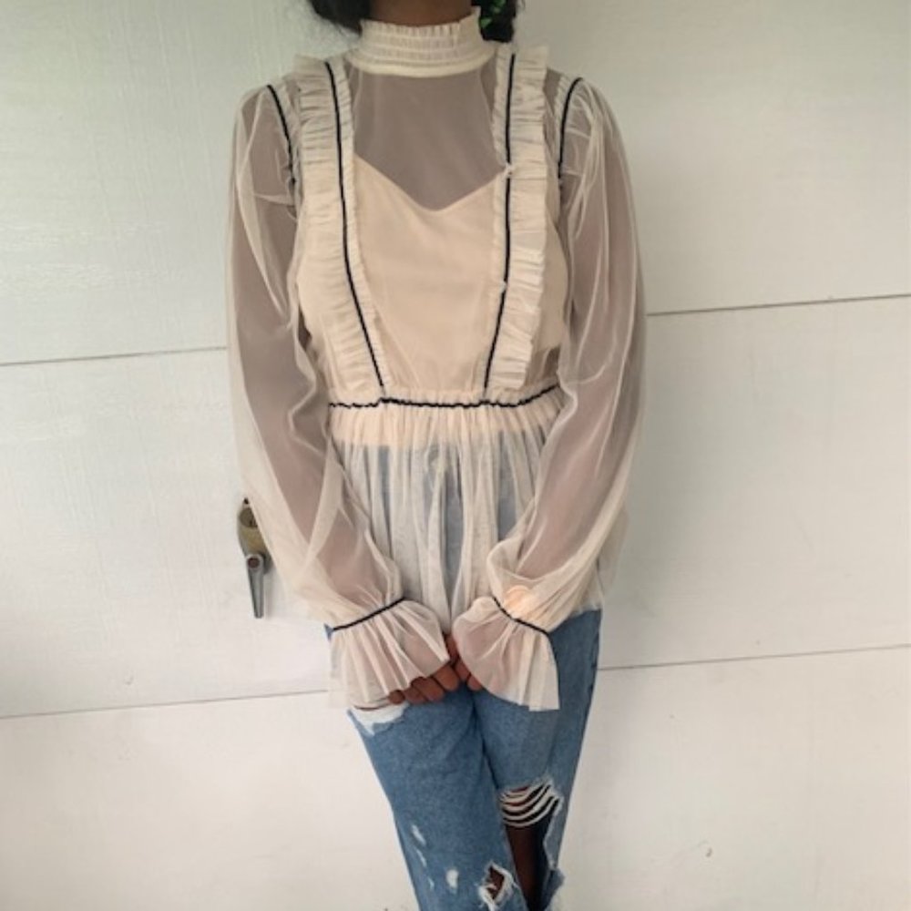 Ro De Luxe Sheer Mesh Blouse (M)
